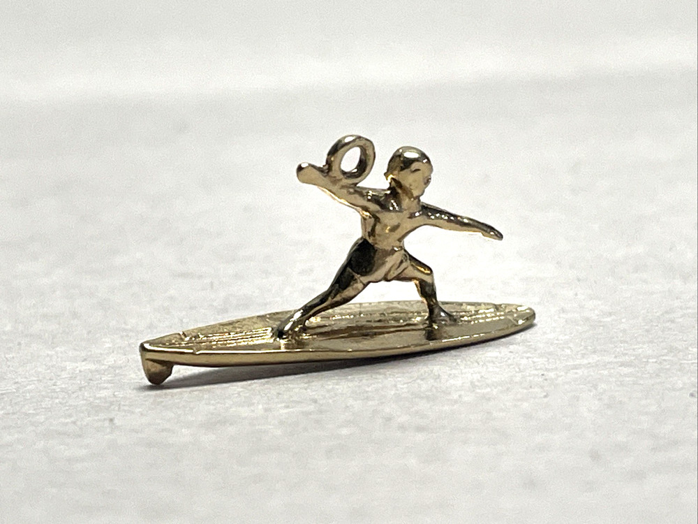 Vintage Sterling Silver Surfer Charm 3D Surfboard Surfing Sports 1"
